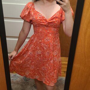 Sincerely Jules Coral Pink Paisley Dress (XS) Extra Small